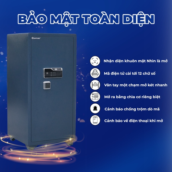 Két sắt Century SPM120KM khóa nhận diện khuôn mặt cao cấp, kích thước lớn, chính hãng