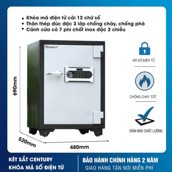 Két sắt chống cháy Century CF54 điện tử chống dò mã