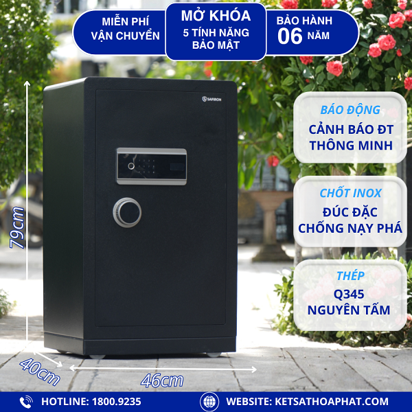 Két Sắt Thông Minh Safiron 80LS Vân Tay, Điện Tử, Kết Nối APP Điện Tử