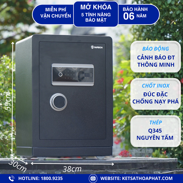 Két Sắt Thông Minh Safiron 60LS Vân Tay, Điện Tử, Kết Nối APP Điện Tử