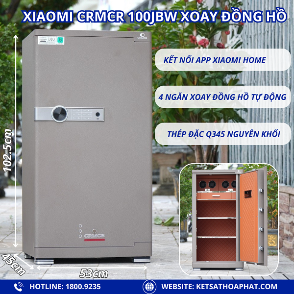 Két Sắt Xiaomi CRMCR 100JBW Xoay Đồng Hồ Cơ, Chống Cháy, Kết Nối APP Xiaomi Home
