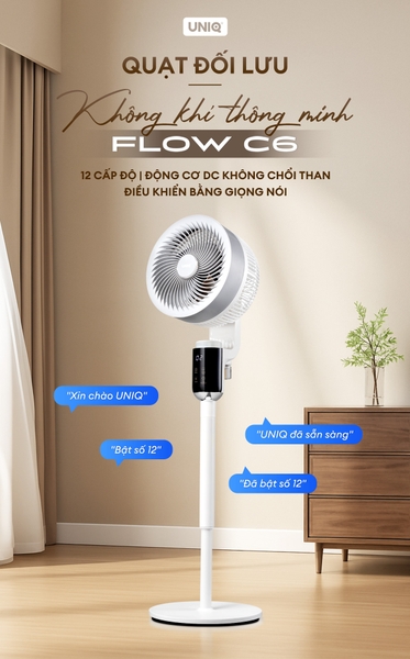 Quạt đối lưu không khí điều khiển bằng giọng nói UNIQ Flow C6
