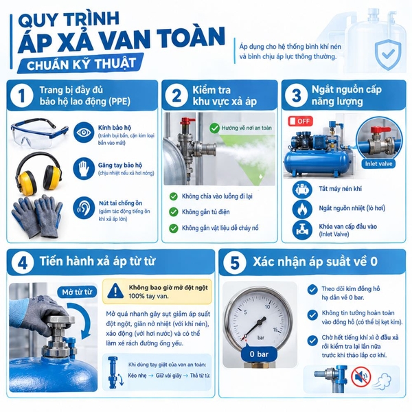 Quy trình áp xả van an toàn chuẩn kỹ thuật