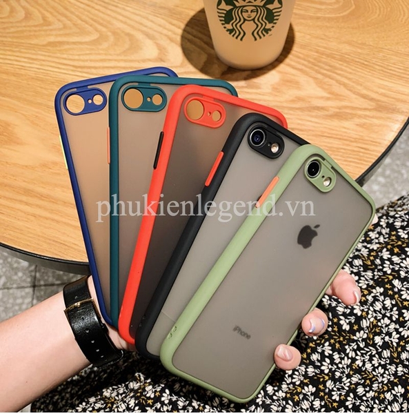 Ốp lưng trong nhám viền Shield Matte Color bảo vệ camera cho iPhone SE 2020