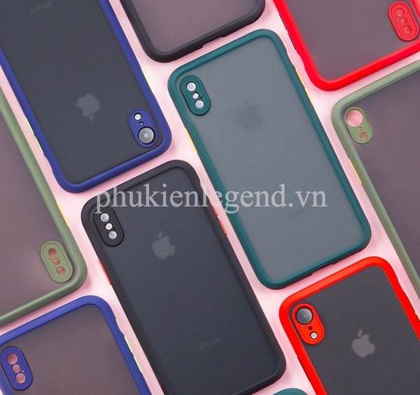 Ốp lưng trong nhám viền Shield Matte Color bảo vệ camera cho iPhone Xs Max