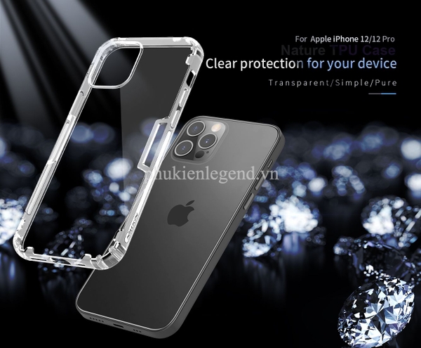 Ốp silicon dẻo trong suốt chống sốc dành cho iPhone 12 Pro Max chính hãng Nillkin Nature
