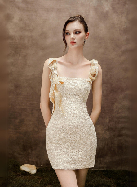 Short Lace Crystal Dress