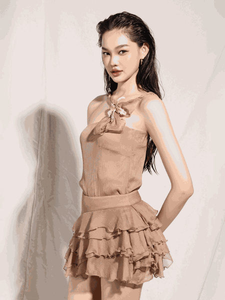Layered skirt and top set