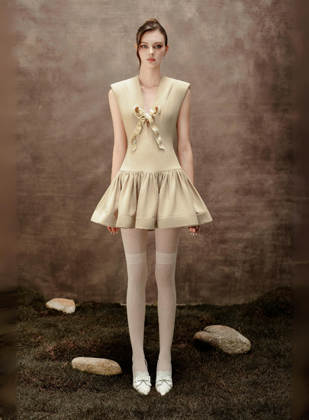 Flared Dress With Bow Pattern