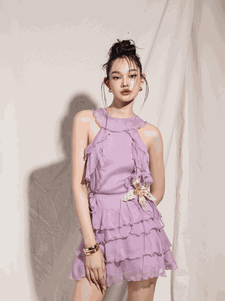 Long layered patterned dress