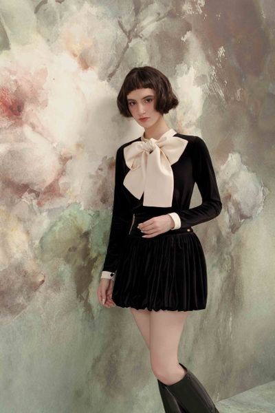 Velvet Long Sleeve Silk Shirt