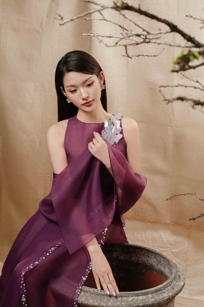 Organza Silk Ao Dai With Scarf
