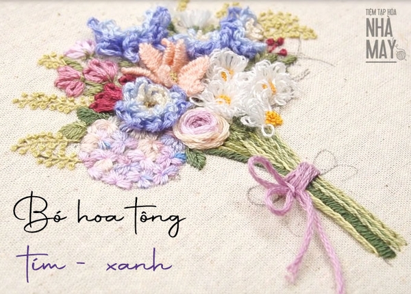 Phối màu tông tím - xanh cho bó hoa 3D (có mẫu in)