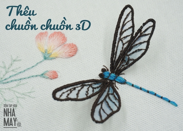 Hướng dẫn thêu chú chuồn chuồn 3D (có mẫu in)