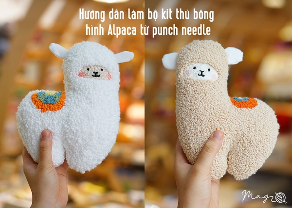Hướng dẫn làm bộ kit thú bông hình Alpaca từ punch needle (có mẫu rập)