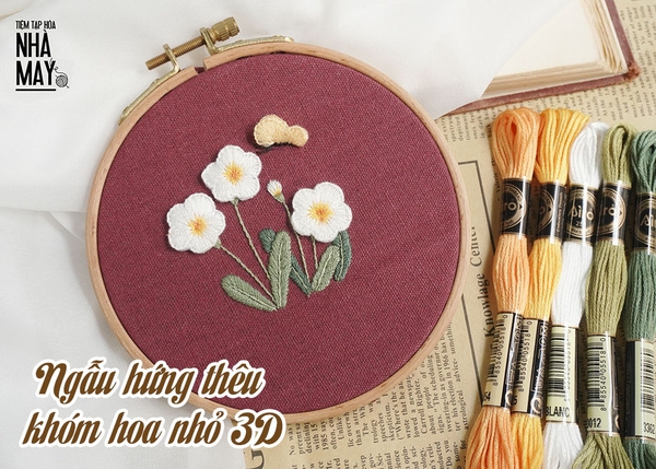 Ngẫu hứng thêu khóm hoa nhỏ 3D (có mẫu in)