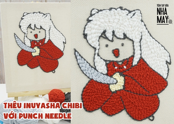 Thêu inuyasha chibi với punch needle