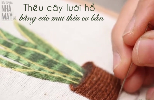 Thêu cây lưỡi hổ bằng các mũi thêu cơ bản (có mẫu in)