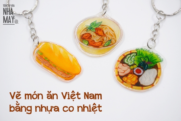 Vẽ món ăn Việt Nam bằng nhựa co nhiệt shrink plastic