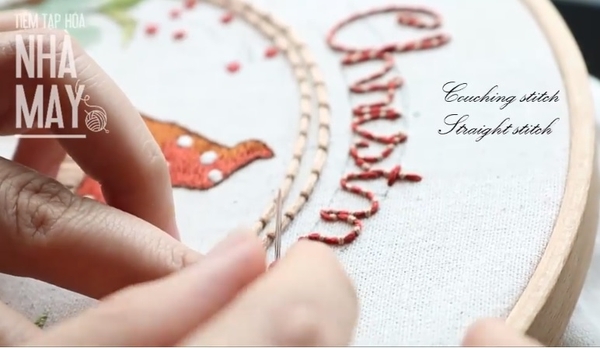 Bài 17: Hướng dẫn chi tiết Straight stitch và Couching stitch - có mẫu in