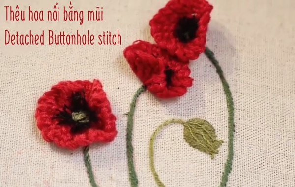 Bài 27: Thêu hoa nổi bằng mũi Detached Buttonhole stitch