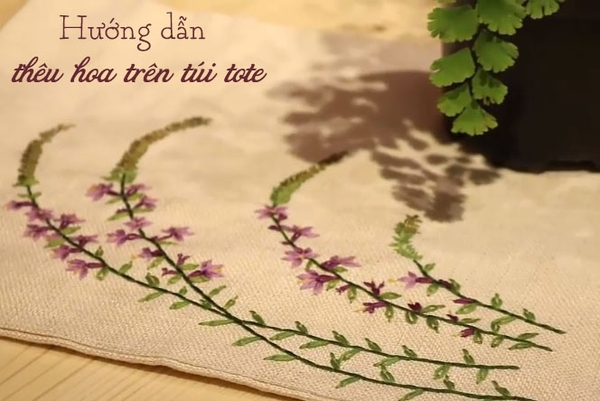 Hướng dẫn thêu hoa trên túi tote