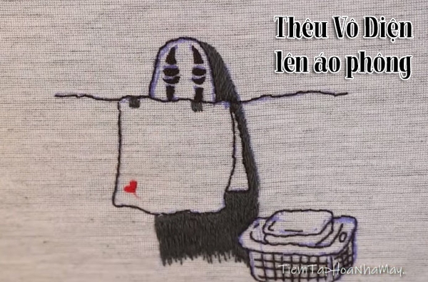 Thêu áo phông hình Vô Diện (có mẫu in)