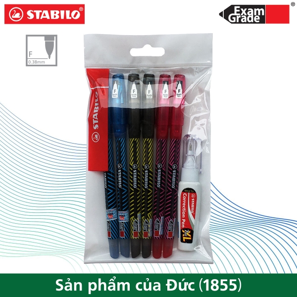 bo-6-but-bi-stabilo-exam-grade-bp587nf-0-7mm-2-xanh-2-do-2-den-but-xoa-correctio