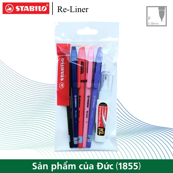 bo-5-cay-but-bi-stabilo-re-liner-868f-0-7mm-xanh-den-do-hong-tim