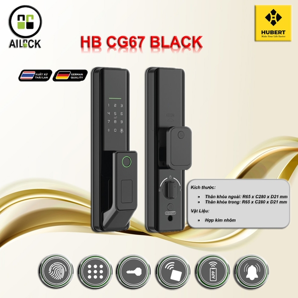 Khóa Điện Tử HUBERT HB CG67 BLACK | Thế Giới Khoá Thông Minh