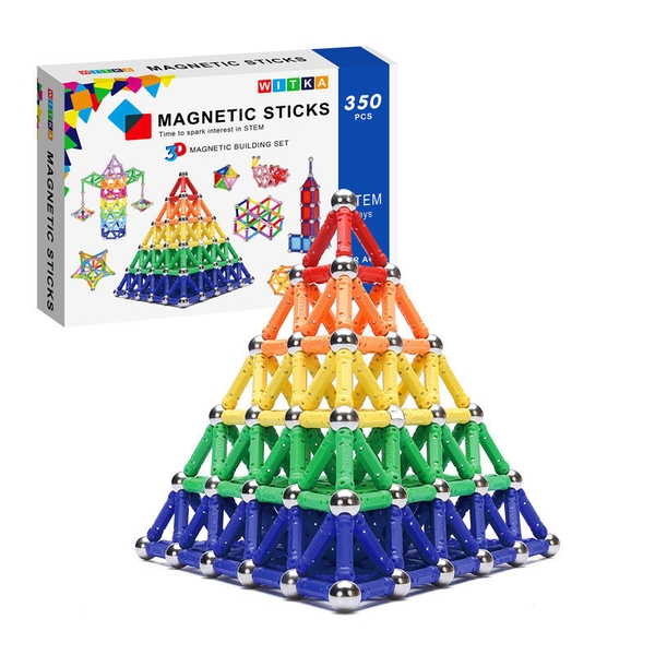 Bộ đồ chơi bi và thanh nam châm xếp hình Magnetic Sticks 350 chi tiết cho bé