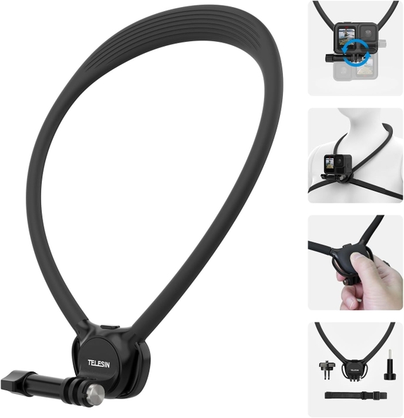 Telesin S2-HNB-09 Vòng đeo cổ silicone hỗ trợ quay POV cho Action Camera Gopro chính hãng