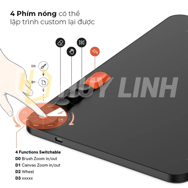 Bảng vẽ cảm ứng VEIKK Voila L V2 VO1060 10X6 Inch với 4 phím tắc và 8192 cấp độ 290 PPS - Tương thích với Windows, Mac OS, Android