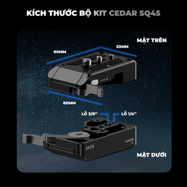 Bộ kit Cedar SQ45 YC Onion kèm tấm Cover Plate Quick Release chính hãng