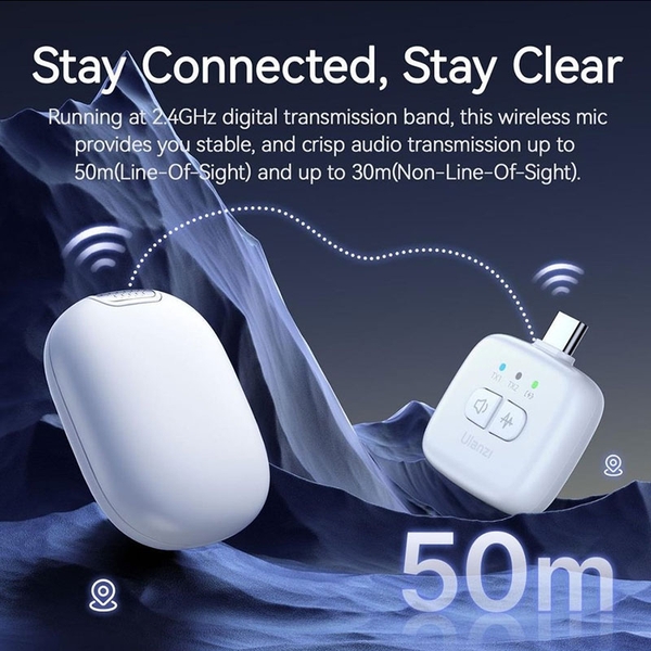 Ulanzi A30 White Micro cài áo không dây cho điện thoại nhỏ gọn khoảng cách 50M chính hãng