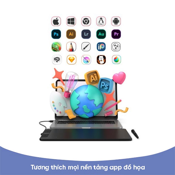 Bảng vẽ điện tử VEIKK VK1060 - KT 10x6 Inch tương thích với Android, Windows và Mac OS