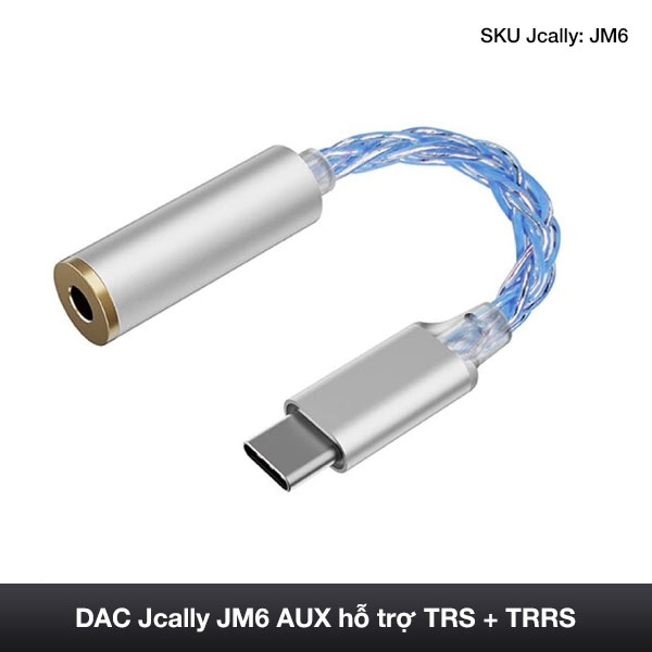 Cáp chuyển đổi âm thanh Jcally JM6 Type-C sang 3.5mm Cx31993 Hifi DAC 3.5mm