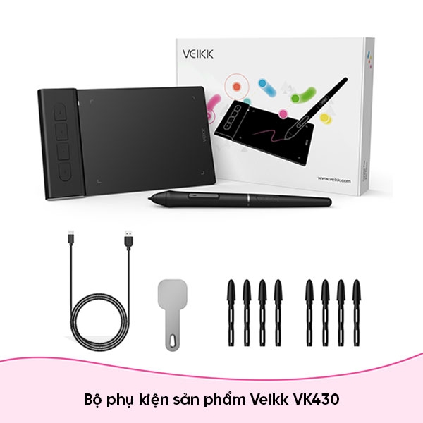 Bảng vẽ cảm ứng VEIKK Creator Pop VK430 4X3 Inch với 4 phím chuyển phát nhanh tùy chỉnh tương thích với Windows, Android, Mac và Chromebook