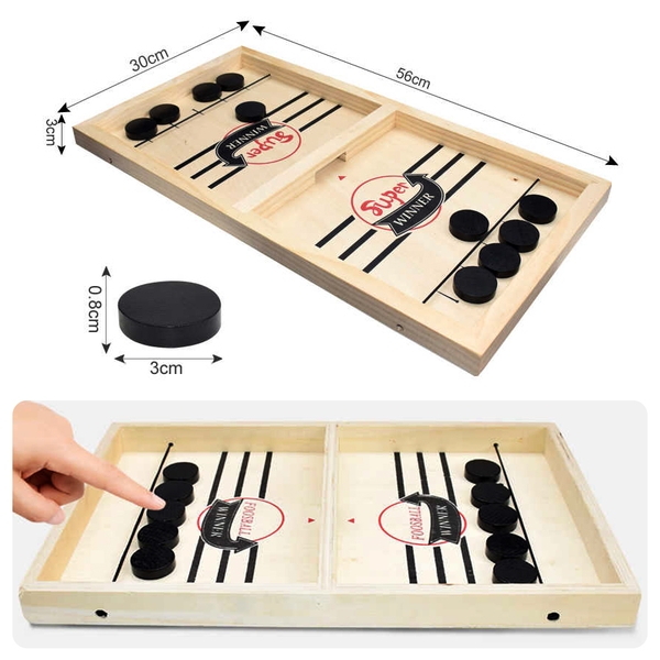 Cờ búng xuyên lỗ Board Game Gia Đình HL312 kích thước siêu lớn bằng gỗ - Lập Team Siêu Vui Nhộn khúc côn cầu  Ice Hockey Foosball Winner Sling Puck