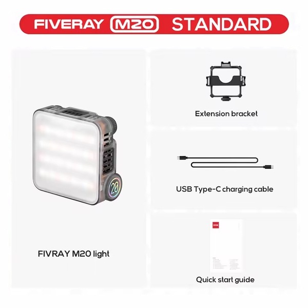 Đèn Fiveray M20C công suất 20W RGB pin tích hợp 4500mAh