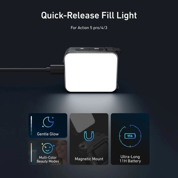 Telesin S5-BGD-08-TDJ Đèn fill light mini chống nước chuẩn IPX5 dành cho máy quay action 5/4/3 chính hãng