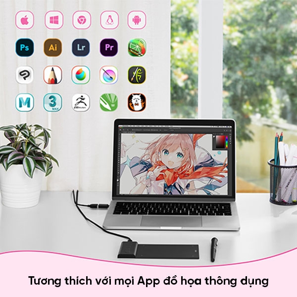 Bảng vẽ cảm ứng VEIKK Creator Pop VK430 4X3 Inch với 4 phím chuyển phát nhanh tùy chỉnh tương thích với Windows, Android, Mac và Chromebook