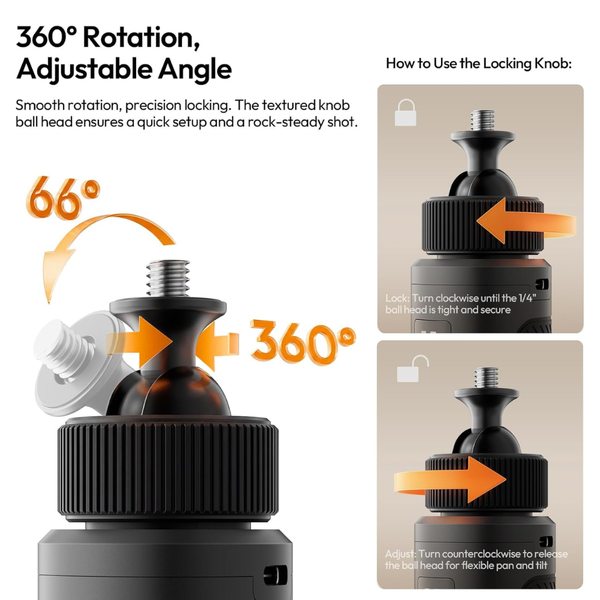 Tay cầm pin sạc mini Ulanzi MA94 tương thích với DJI Osmo Pocket 3 dung lượng pin 5000mAh với cổng sạc Type-C chính hãng