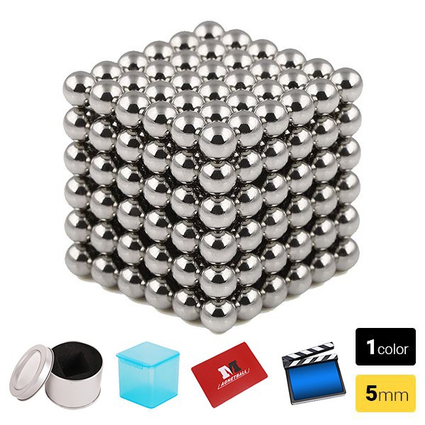 Nam châm Buckyballs 5mm Silver - 216 viên Bạc tặng kèm Card Agnetball tách ghép bi