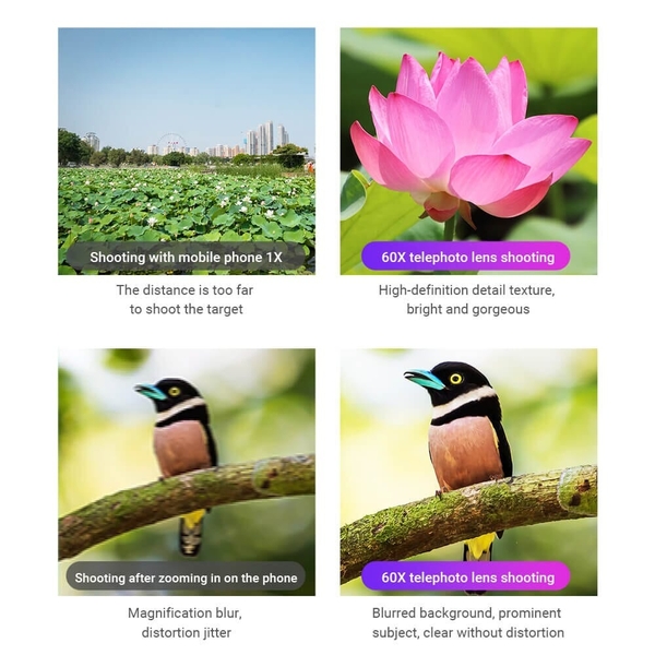 Lens Enhanced Apexel 60x New Kit kèm Tripod + Kẹp Grip 17mm chính hãng