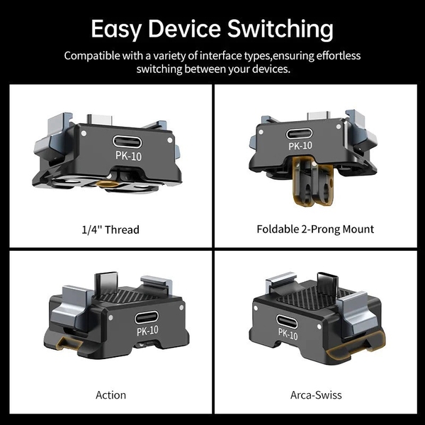 Bộ đế 3 in 1 tích hợp cổng sạc nhanh Ulanzi PK-10 dành cho DJI Osmo Pocket 3 chính hãng
