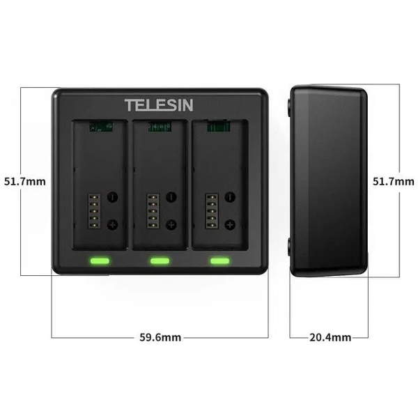 Telesin S0-BCG-12-TGP đốc sạc pin gopro hero 13 có thể sạc 3 pin cùng lúc chính hàng