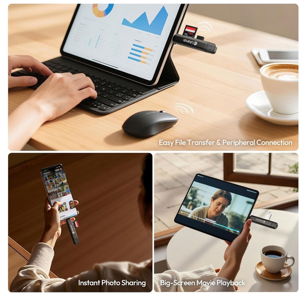 Ulanzi CR1 Đầu đọc thẻ nhớ 3 IN 1 hỗ trợ SD / Micro SD đèn led báo tín hiệu chính hãng