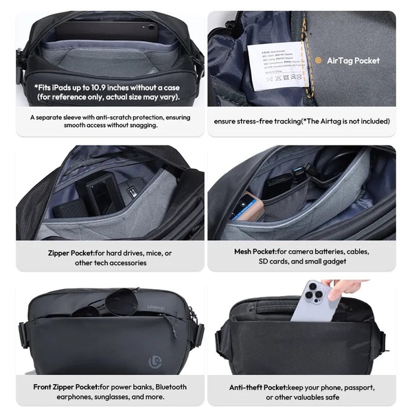 Túi Ulanzi PB038 Travel Sling Bag V2 thiết kế đeo chéo nhỏ gọn hiện đại chính hãng