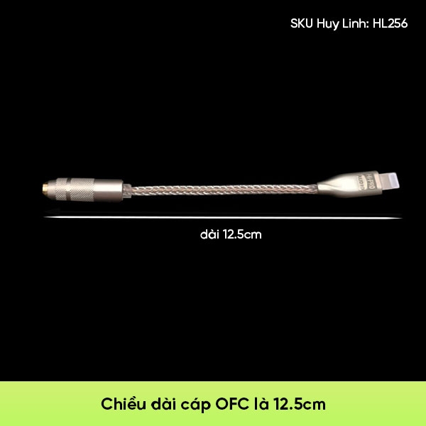 DAC chuyển đổi tín hiệu ra cổng âm thanh Lightning to 3.5mm chip C100 hỗ trợ Hires Audio dây cực chất 8 lõi đồng OFC đẹp mắt Hi-Pro